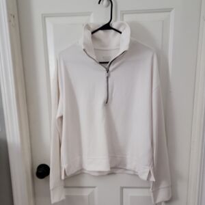 Athleta Cream Quarter-Zip Top